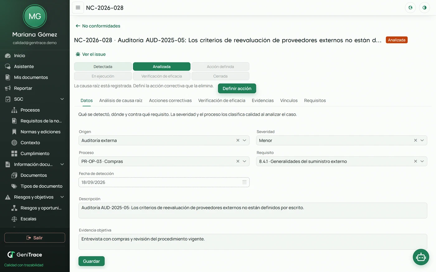 Ficha de no conformidad · NC-2026-028